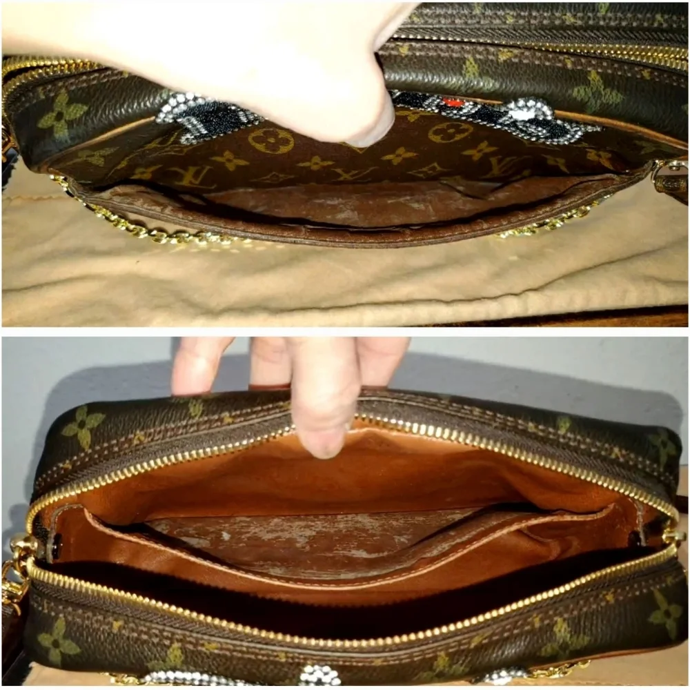 Louis Vuitton Brown Monogram Crossbody with Black and Gold Accents - Picture 9 of 9